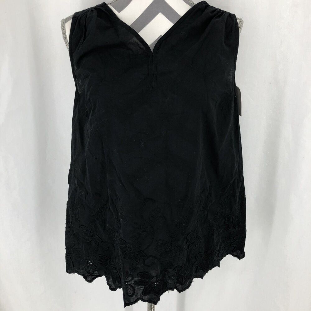 Isabel Maternity By Ingrid & Isabel Floral Embroidered Woven Tank Black XS NWT